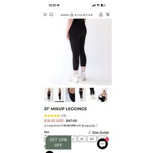 ARRO Athletics Active 21" MixUp Leggings High Rise Compression Waistline Black